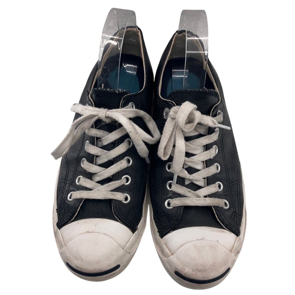 Converse Jack Purcell Black White Leather Low Top Lace Up Unisex Sneaker Shoes